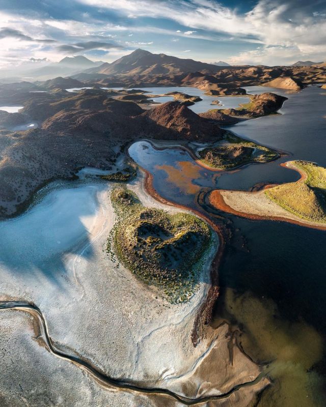 Aerial Drone Landscape Of Colorful Lake Reflections In Romania