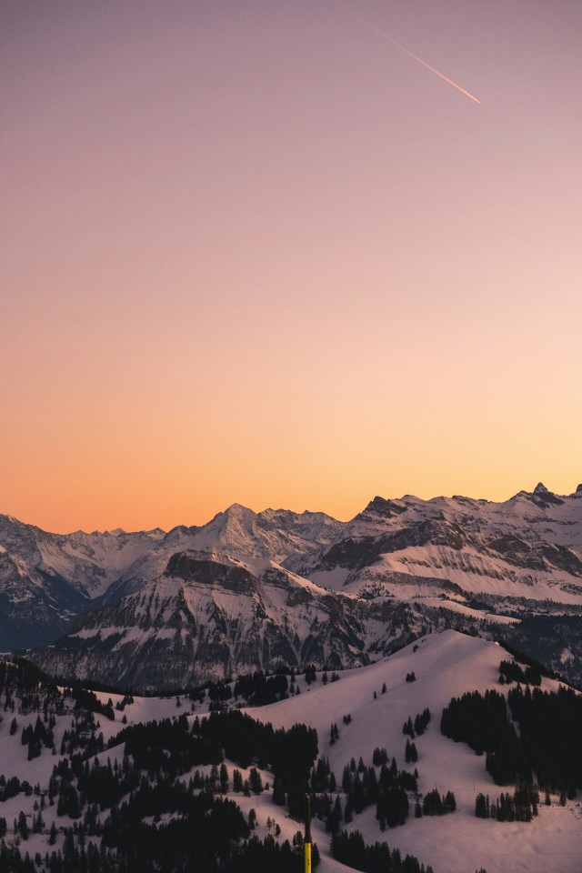 Snowy Mountain Sunset Landscape Photography