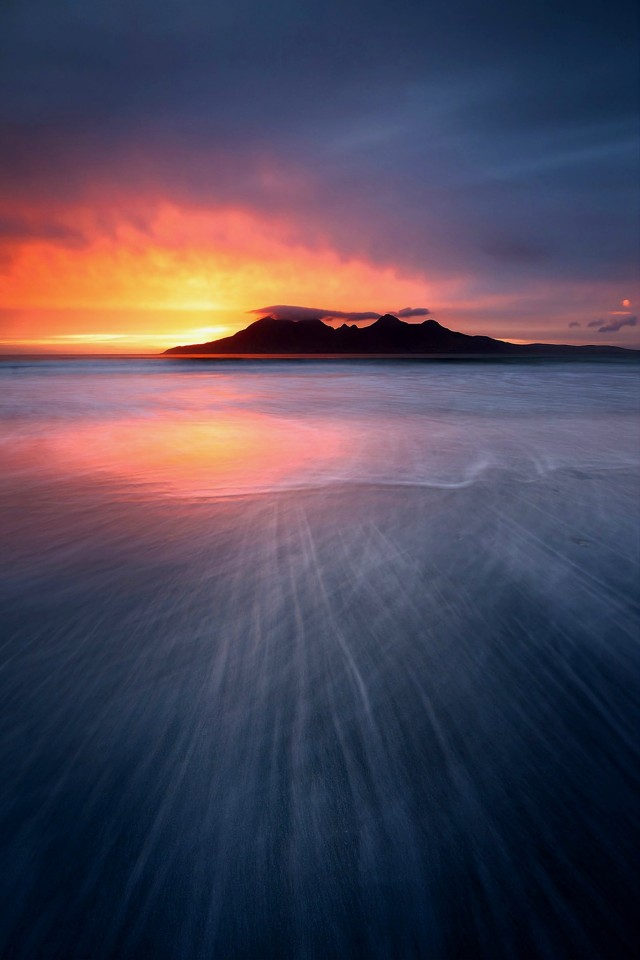 Tropical Island Lagoon Sunset Landscape