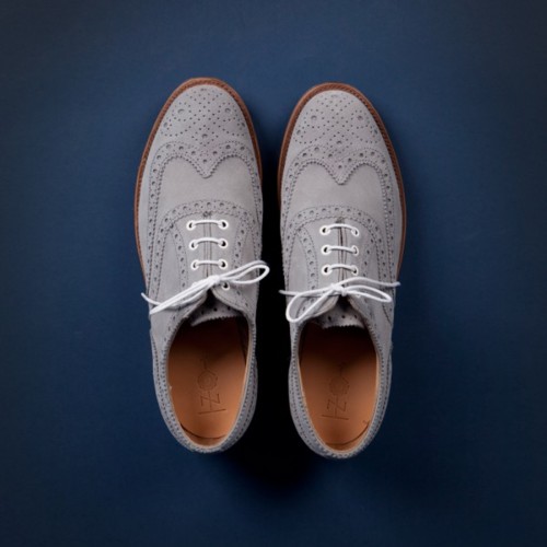 Gray Suede Wingtip Oxfords Outdoor Portrait