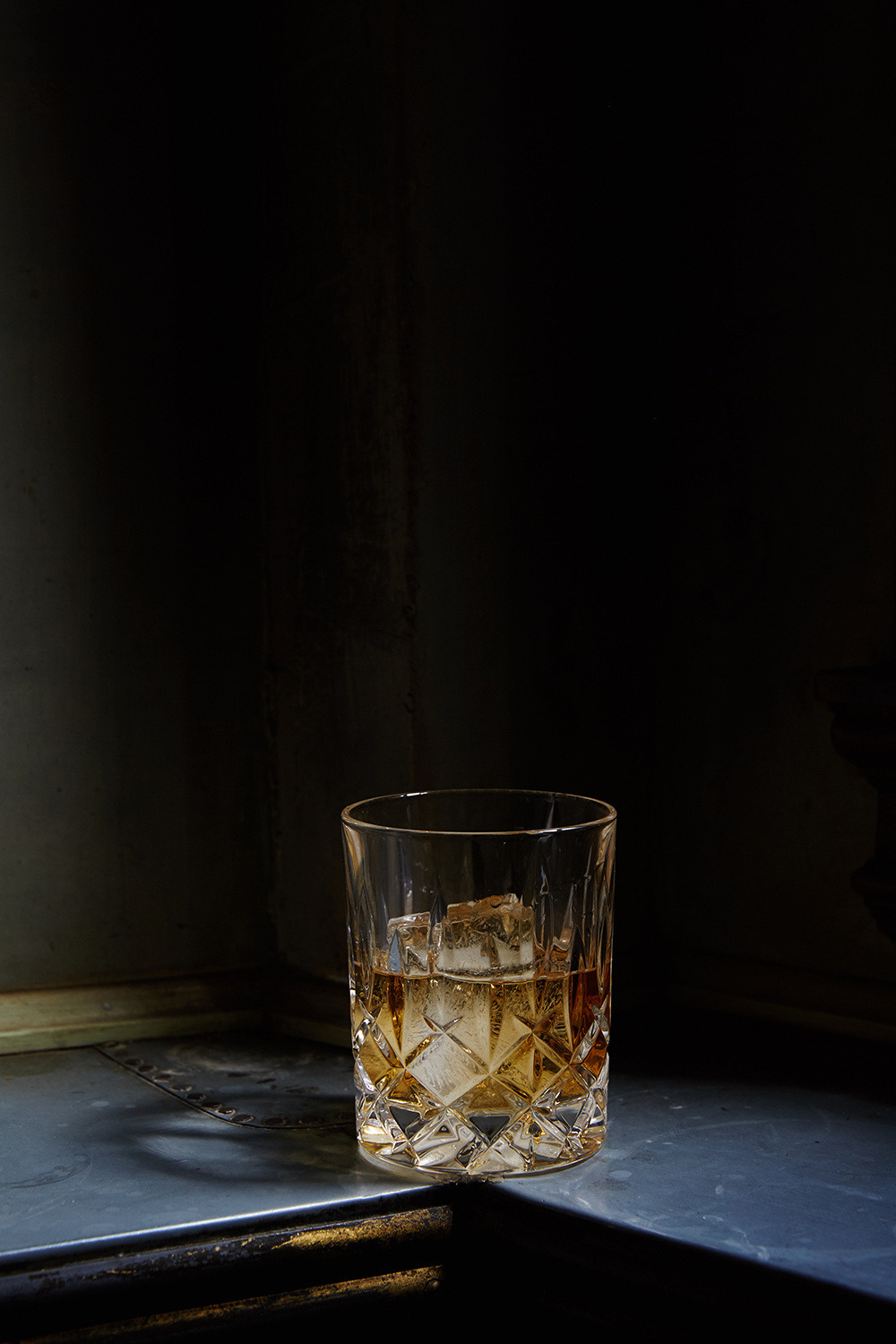 Dimly Lit Lounge Whiskey Glass Still Life