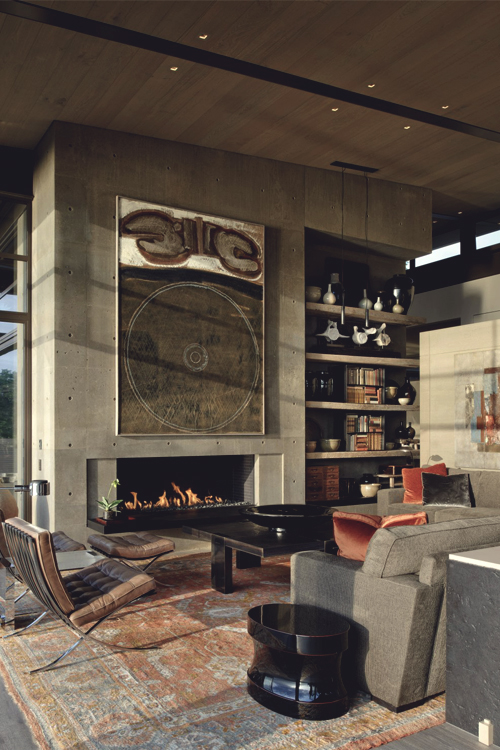Rustic Mountain Lodge Fireplace Interior