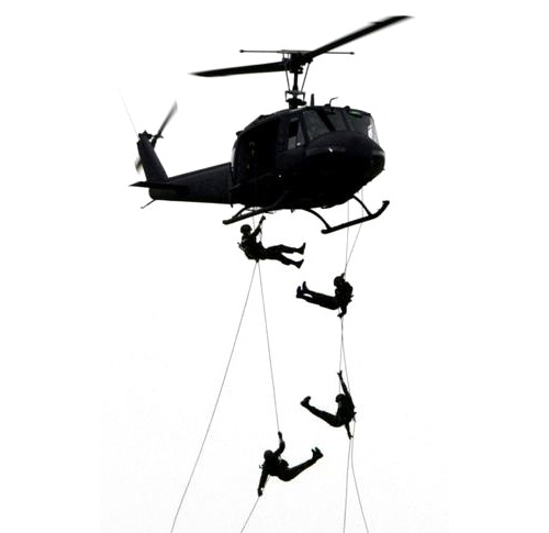 Military Helicopter Rappelling Aerial Photography