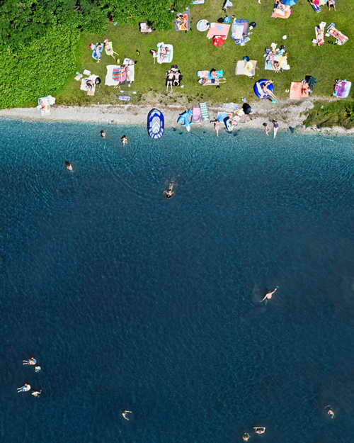 Aerial View Of Seaside Cove Picnic Gathering