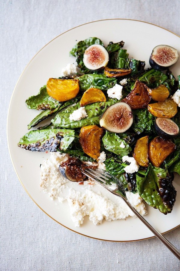 Roasted Veggies Figs And Greens Food Photography