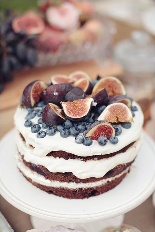 Decadent Fig And Blueberry Cake Close-up