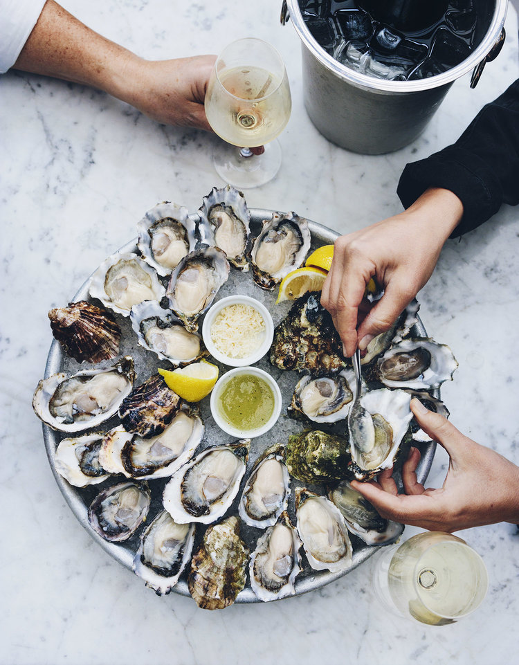 Oysters On Marble Countertop Still Life