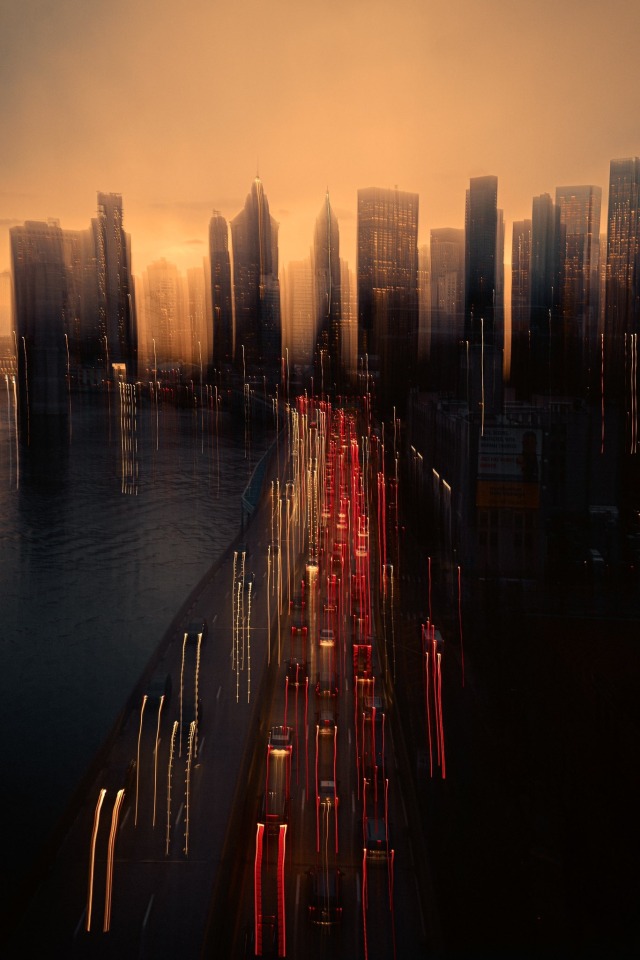 Illuminated City Skyline Landscape Photography