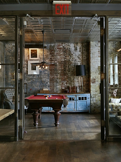 Industrial Loft Apartment Billiard Game