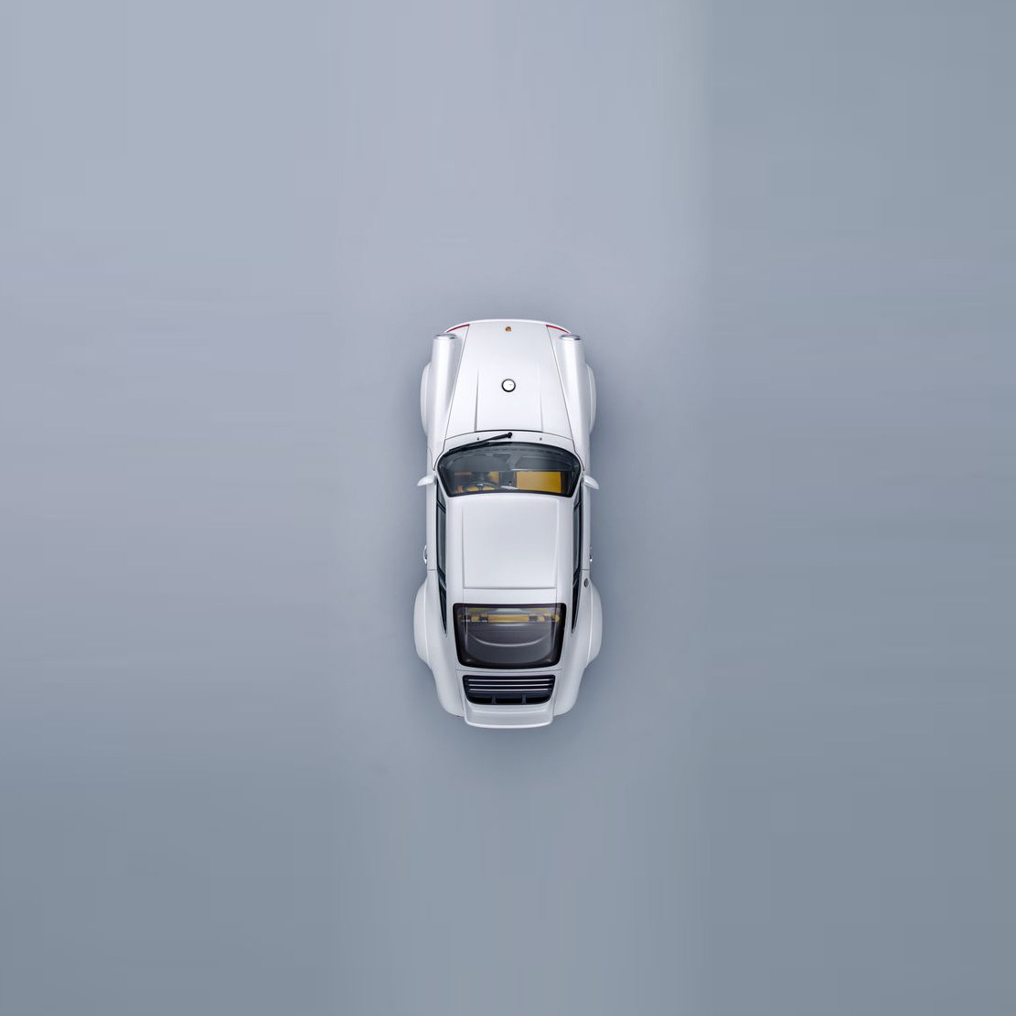 Aerial View Of Silver Sports Car