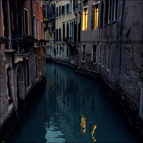 Venetian Canal Nighttime Landscape Photography