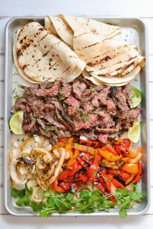 Carne Asada And Sauted Vegetables Dish