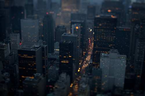 New York City Skyline Nightscape Aerial View