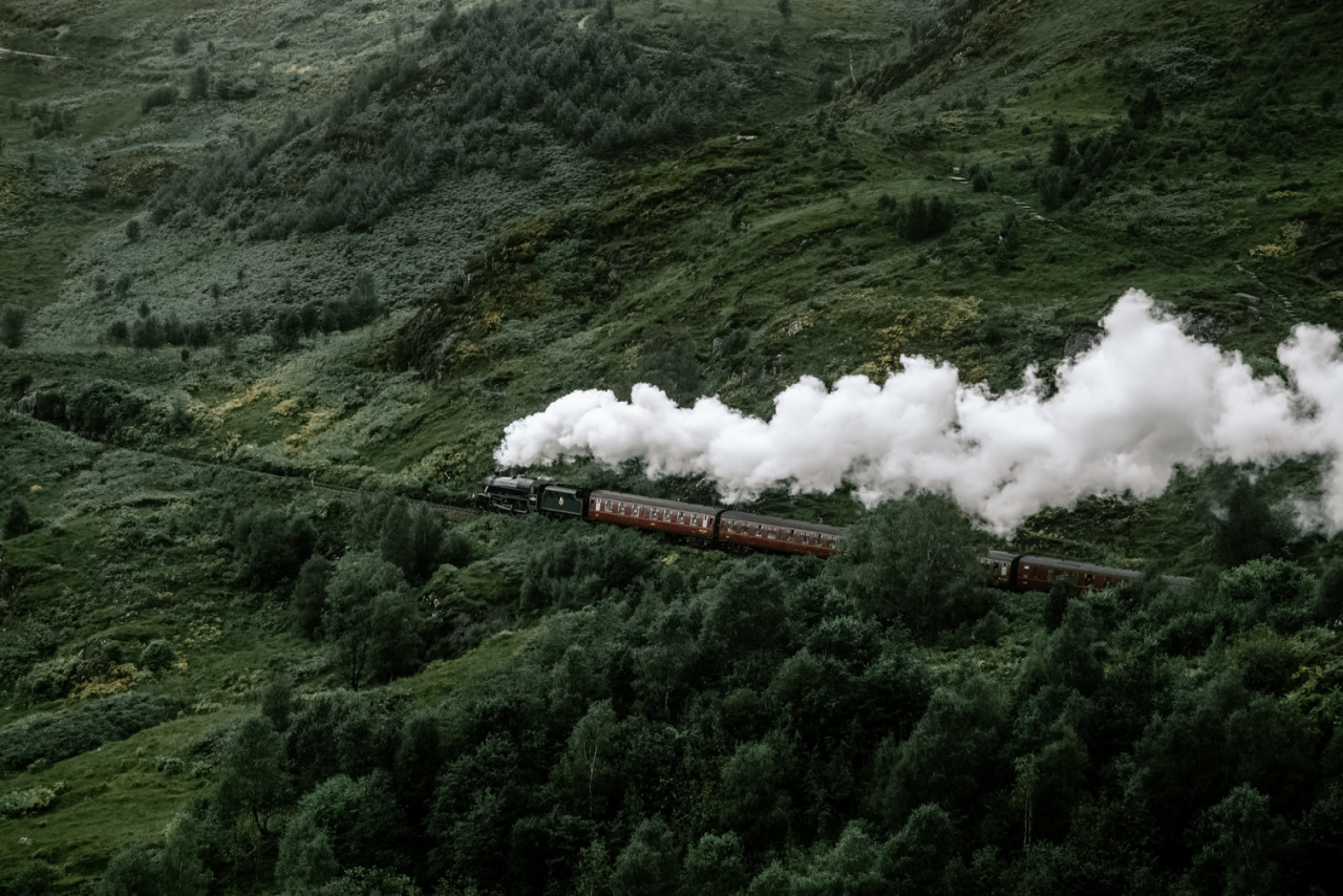 Historic Steam Train Mountain Valley Landscape