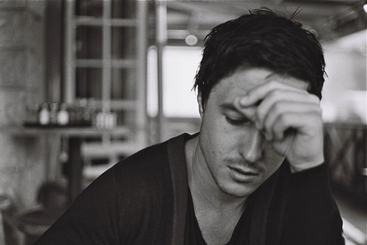 Contemplative Man Portrait In Monochrome