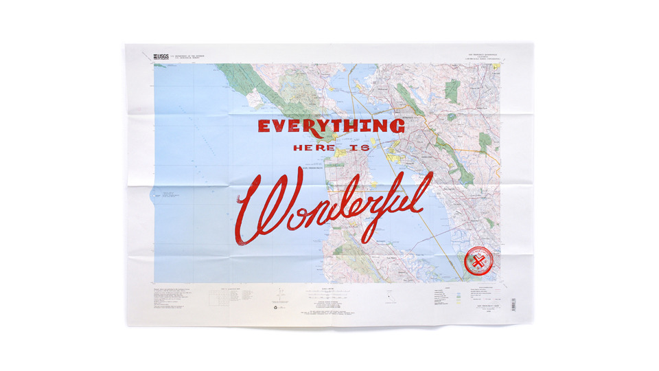 Typographic Coastal California Landscape