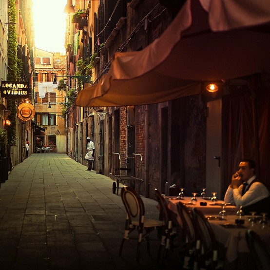 Venetian Alleyway Brick Buildings Landscape