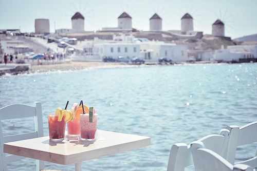 Whitewashed Buildings  Windmills Seaside Mykonos Landscape
