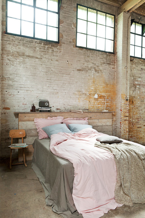 Rustic Industrial Loft Bedroom Interior