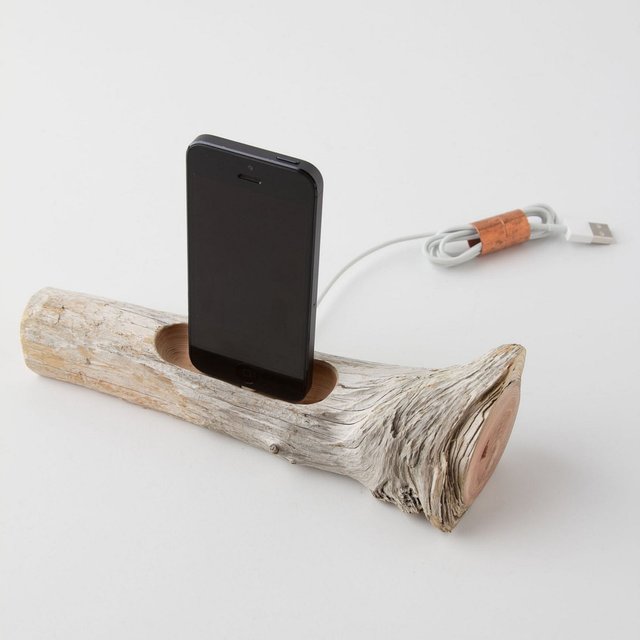 Rustic Wooden Phone Dock Nature Photography