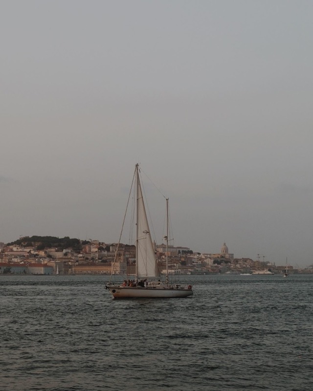 Sailboat On Tagus River Landscape Lisbon