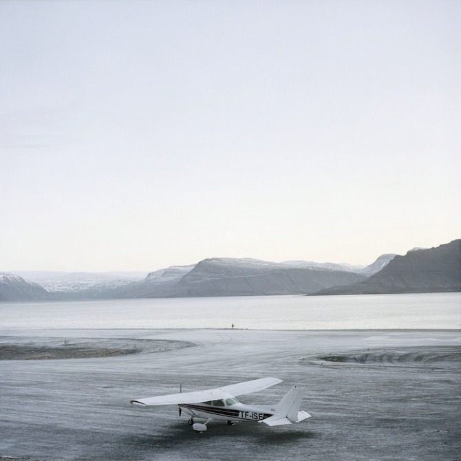 Aerial Frozen Lake  Vintage Seaplane Landscape