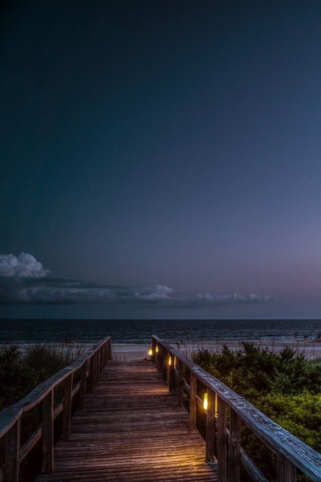 Coastal Boardwalk Sunset Landscape