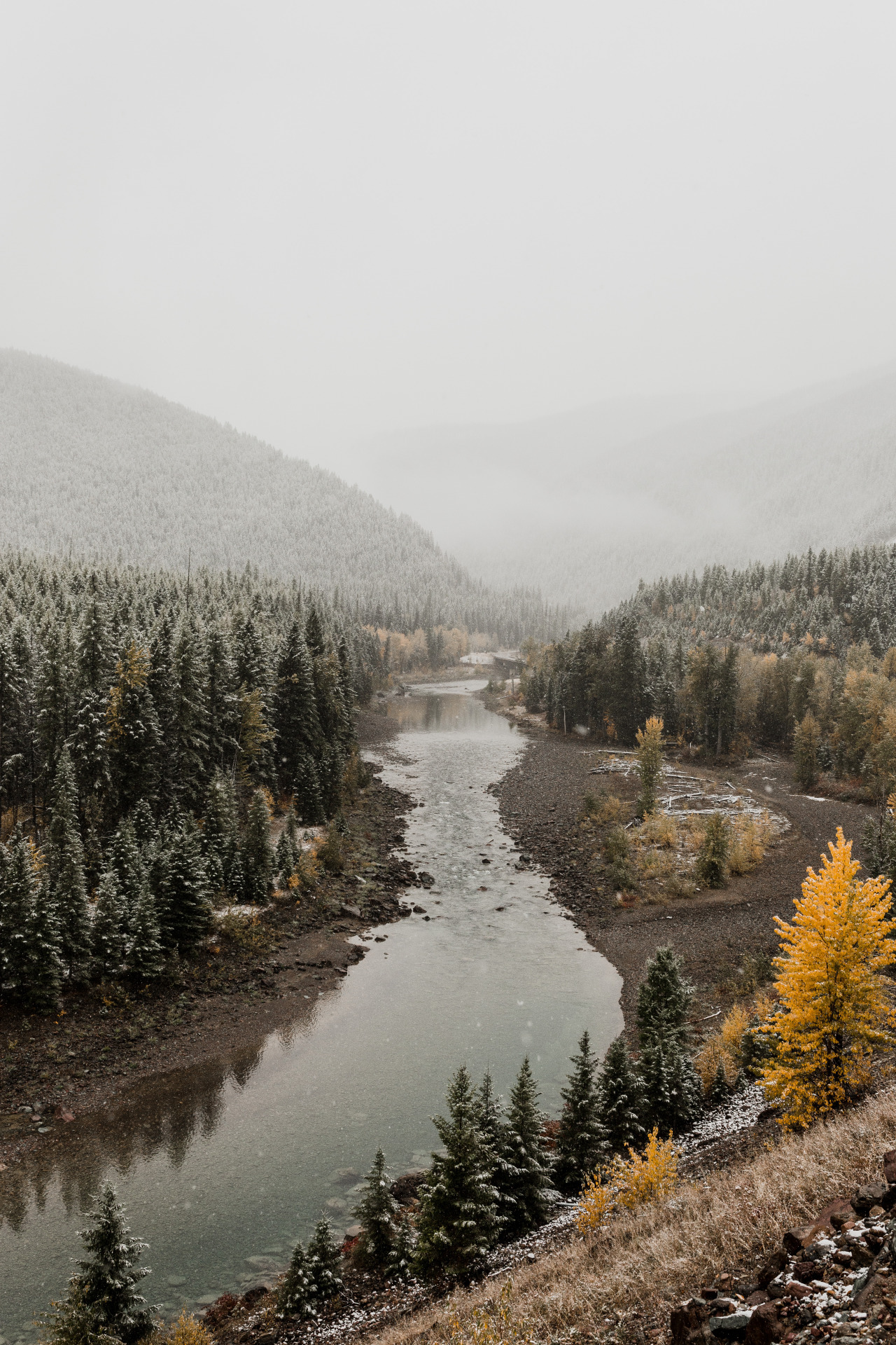 Winter Landscape Snowy Banks Little Bear River