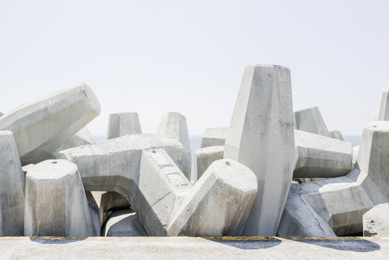 Concrete Sculptures In Nature Landscape