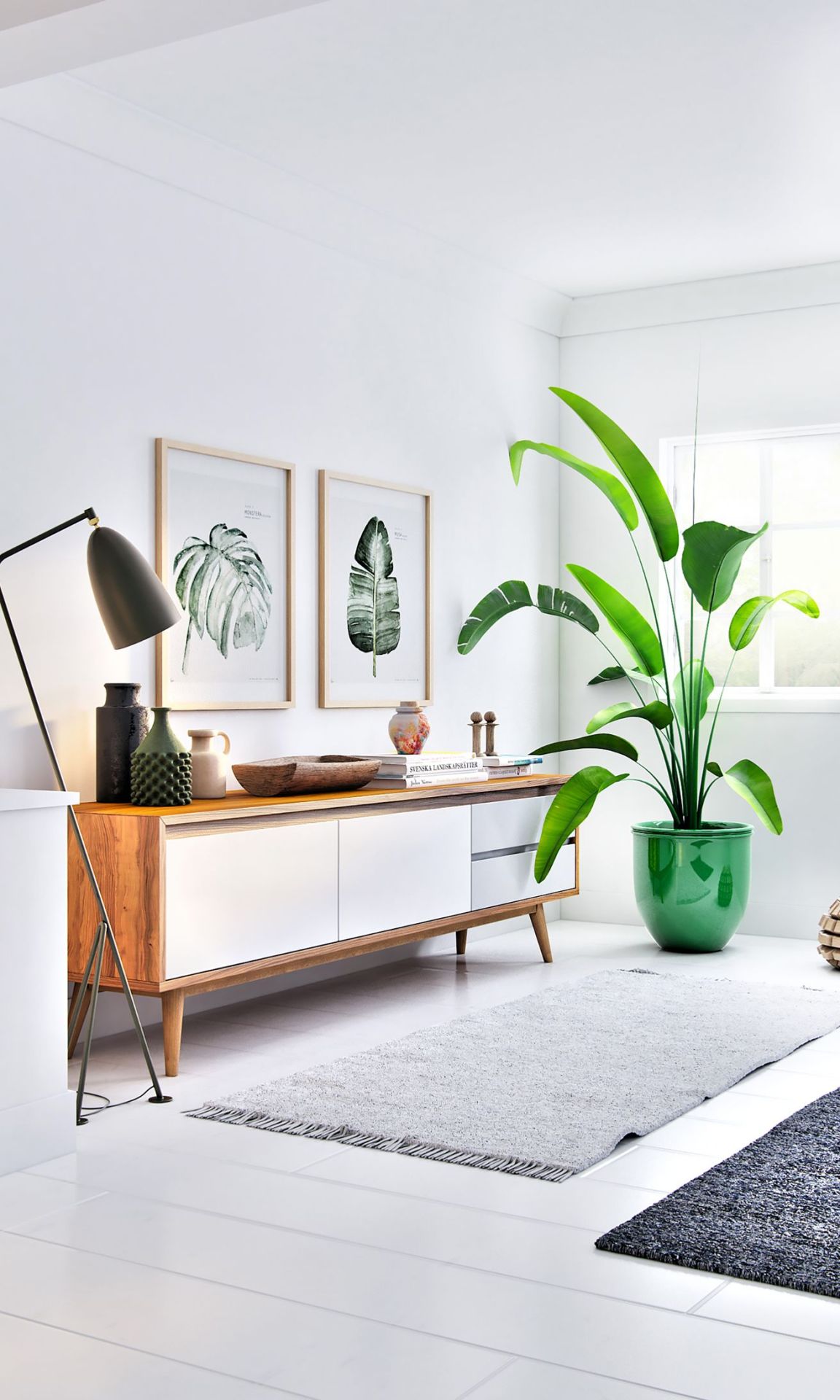 Mid-century Modern Living Room With Botanical Accents
