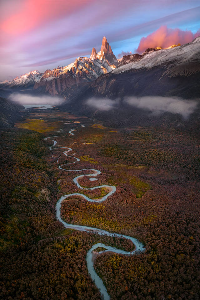 Fitz Roy Mountain Peaks Landscape Sunrise