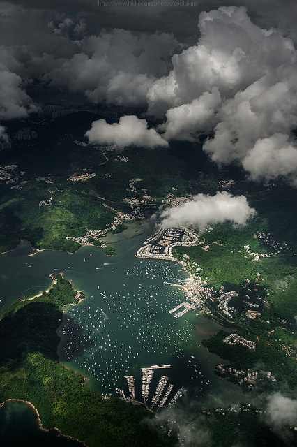 Aerial Drone Cloudy Seascape St Thomas