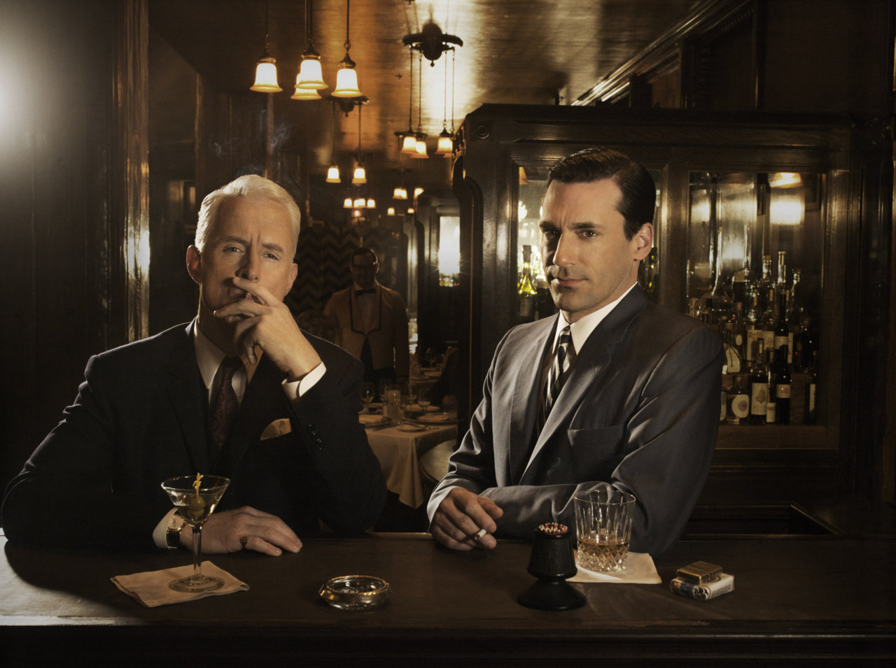 Affluent Men In Private Club Interior Portrait