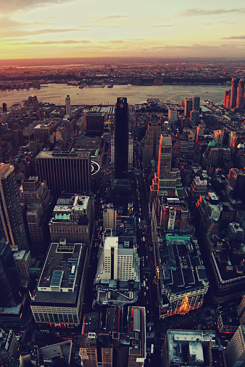 New York City Skyline Sunset Aerial Landscape