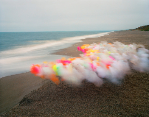 Beach Colorful Smoke Cloud Ocean Horizon