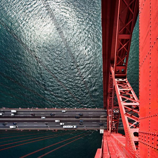 Detailed Golden Gate Bridge Cables Aerial View