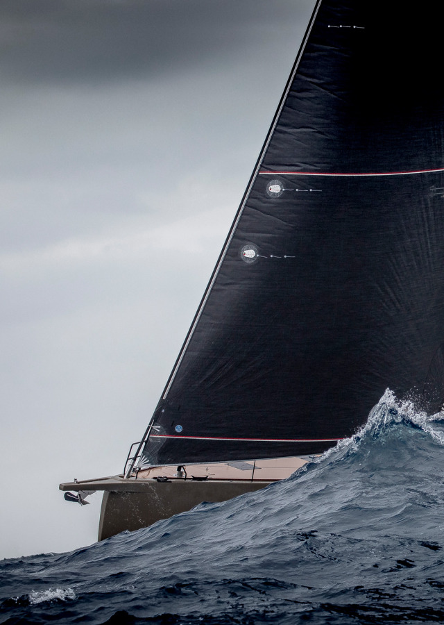 Black Sailboat Stormy Waves Sea