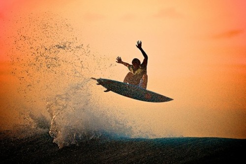 Sunset Seascape Surfing Aerial Photography
