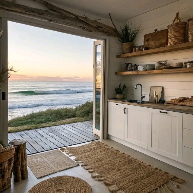 Coastal Ocean Kitchen Seaside Sunset Rustic Decor