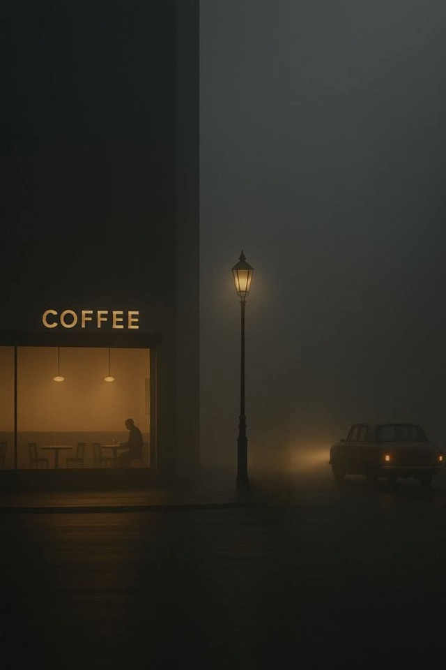Coffee Shop Street Lamp Car Fog