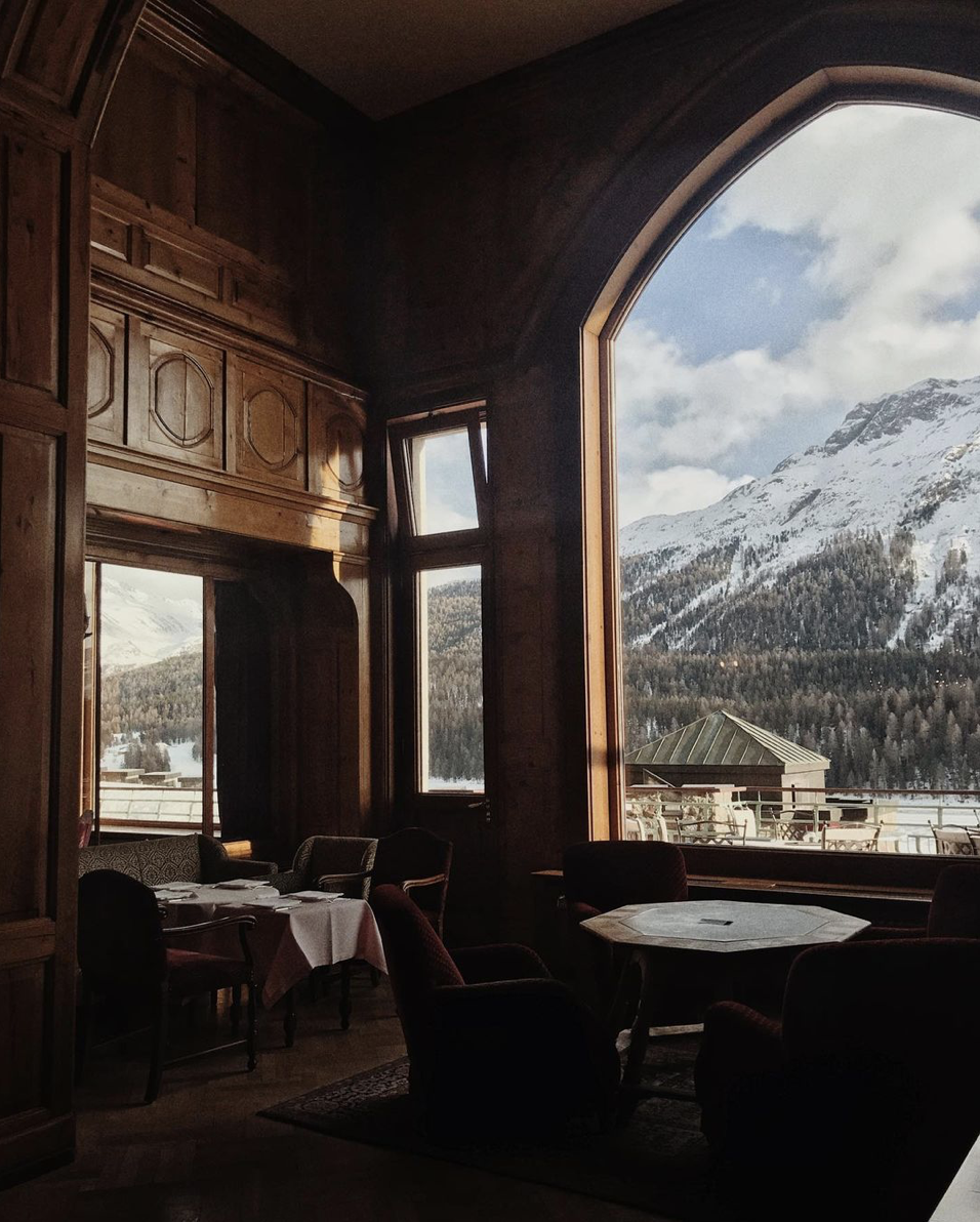 Rustic Alpine Chalet Dining Room Panorama