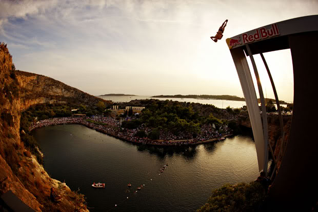 Aerial View Of Red Bull Cliff Diving Event