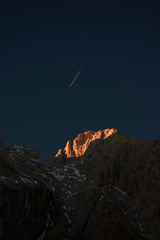 Dark Rocky Mountain Peak Night Sky Comet