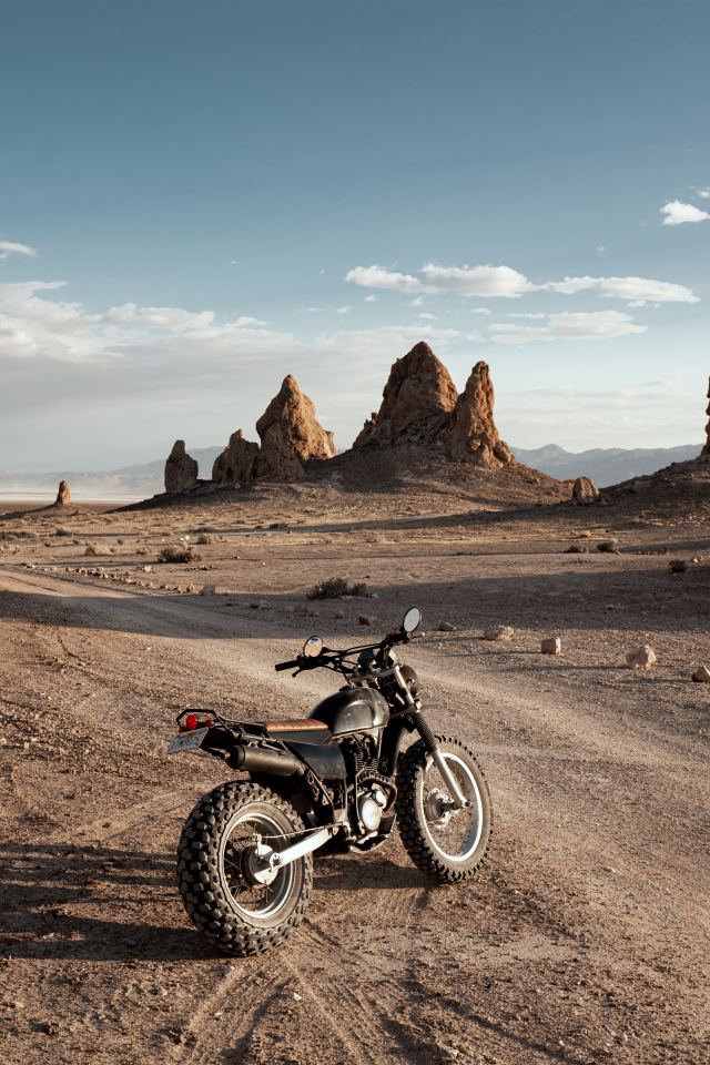 Desert Motorcycle Rocky Mountains Landscape