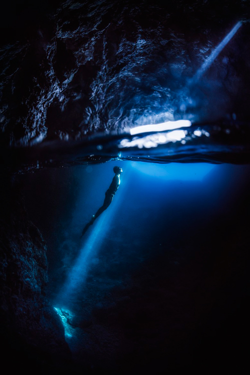 Underwater Cavern Landscape Dive Photography