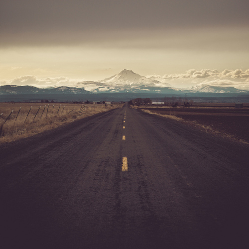 Snowy Mountain Landscape Road Drone View