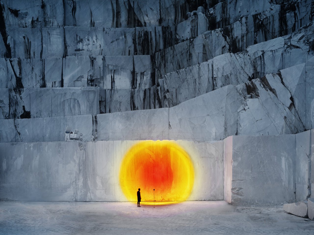 Glowing Orb In Icy Cave Landscape