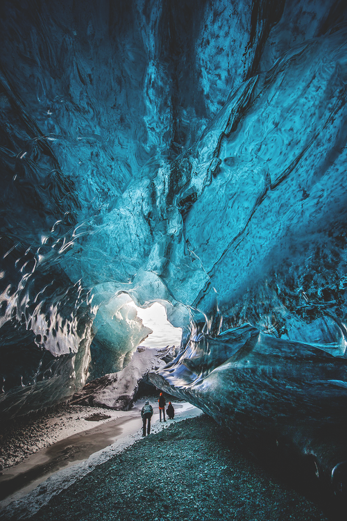 Glowing Ice Cave Landscape Photograph