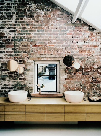 Industrial loft apartments with exposed brick walls