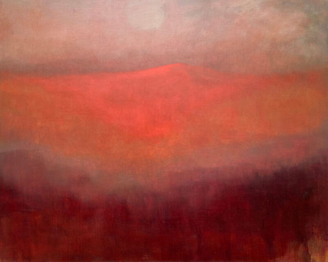 Fiery Sunset Over Red Fields